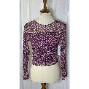 Purple Sheer Long Sleeve Crop Top